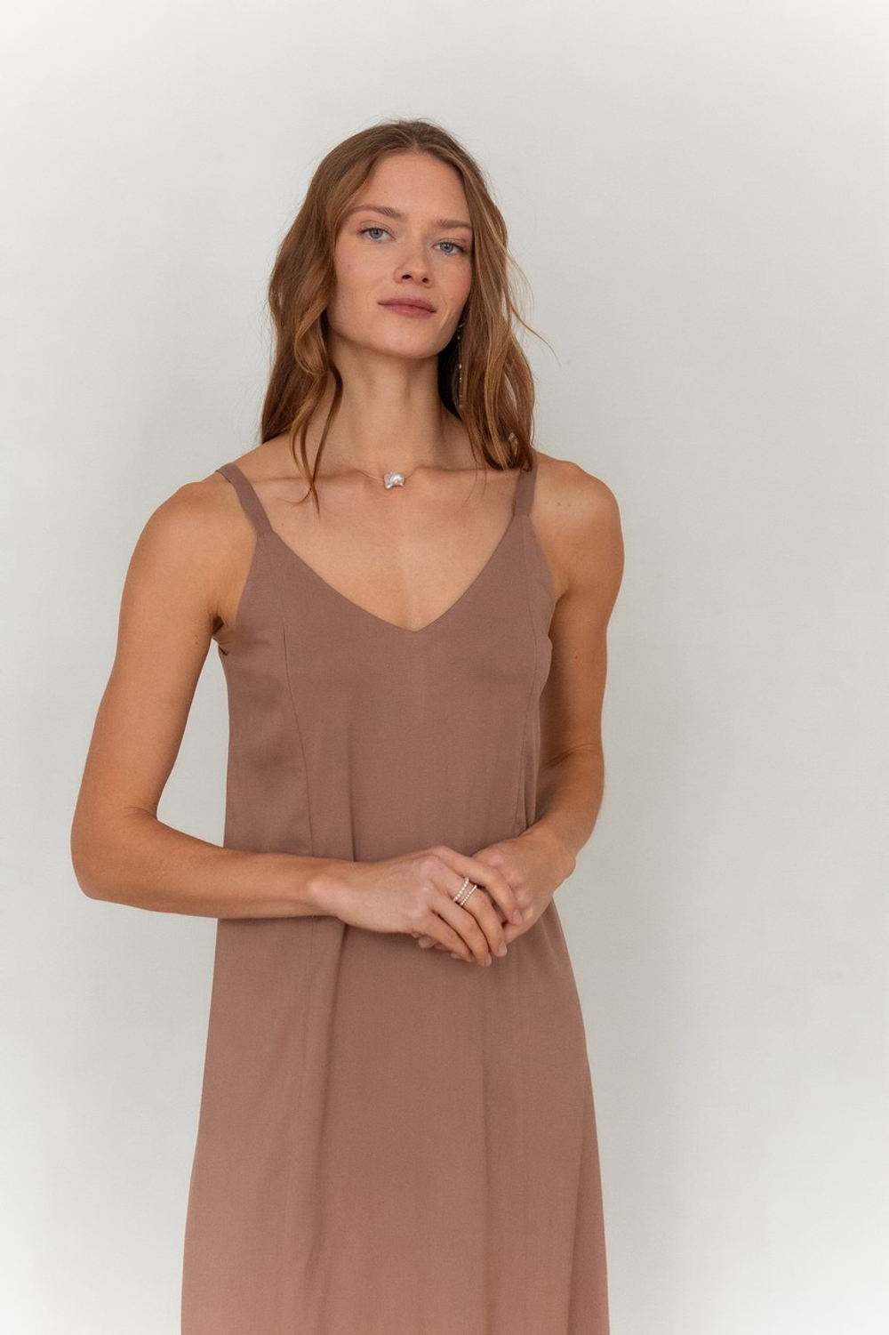 Платье-комбинация с разрезом для беременных и кормящих, Мокко