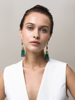 Серьги "Queen" из зеленого агата и аметиста Gold