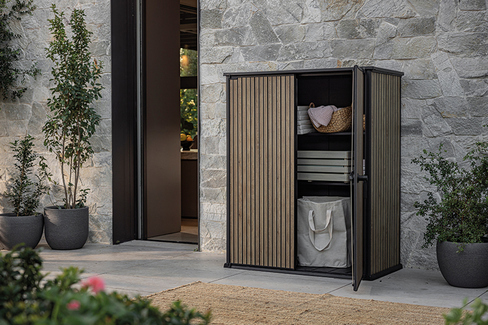 Уличный шкаф пластиковый Keter Deco Vertical 1400 л narrow brown