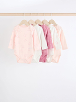 Боди с длинным рукавом для малышей Next N95-296, 5 шт., Молочный, Розовый