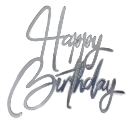 Топпер без шпажки «Happy Birthday» серебро 7*5*6,5см