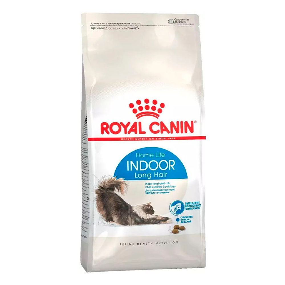 Сухой корм Royal Canin Indoor Long Hair, для домашних взрослых длинношерстных кошек от 1-7 лет, 400г