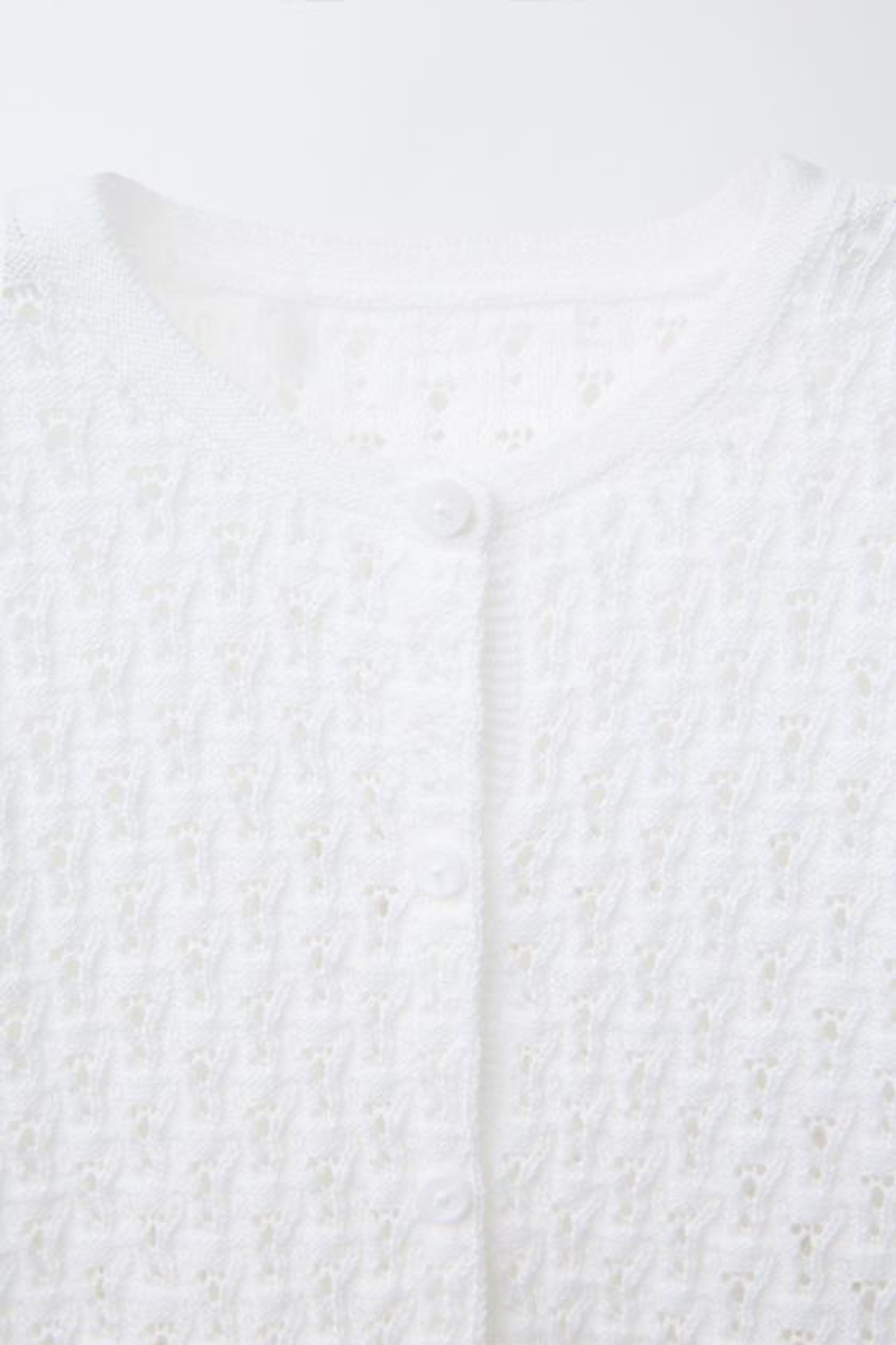 ZARA ТРИКОТАЖНЫЙ КАРДИГАН АЖУРНОЙ ВЯЗКИ, СВЕТЛЫЙ ЭКРЮ