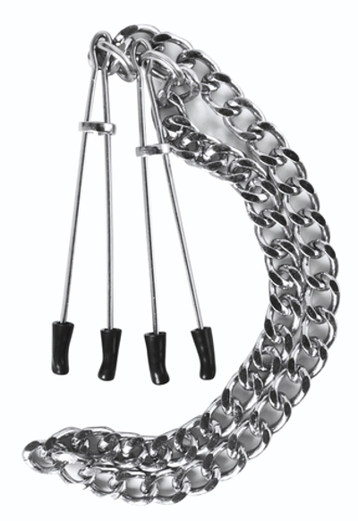 Зажимы на соски Nipple Tweezers с цепочкой (Цвет: серебро)