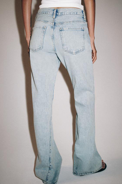 ZARA ДЖИНСЫ RELAXED-FLARE С НИЗКОЙ ПОСАДКОЙ — ZW COLLECTION, ГОЛУБОЙ