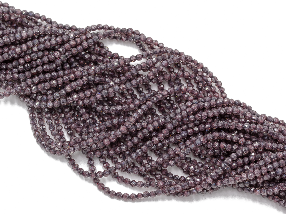 Фианиты 2мм, огранка (нить бусин)