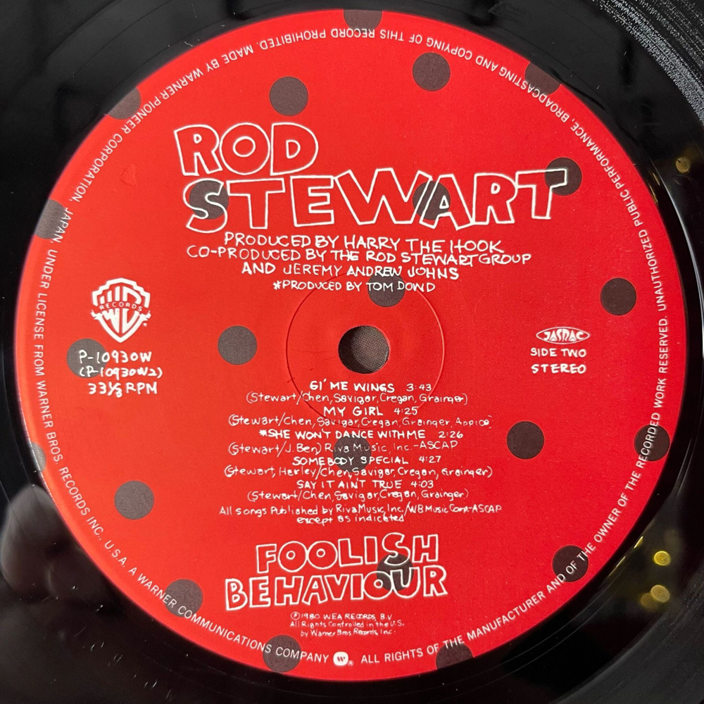 Винтажная виниловая пластинка LP Rod Stewart Foolish Behaviour (Japan 1980) (Obi, Постер)