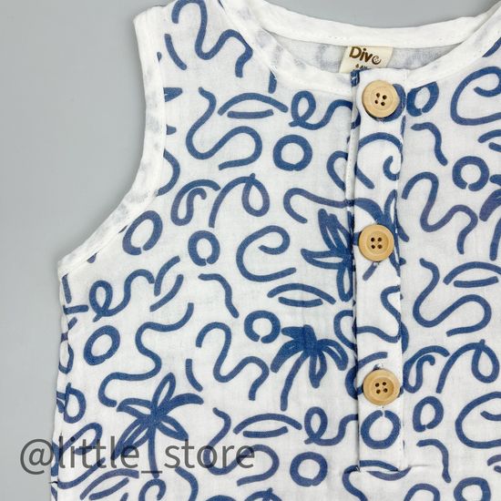 Песочник муслиновый Индиго, с нагрудником