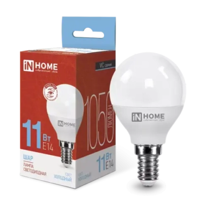 Лампа светодиодная LED-ШАР-VC 11Вт 230В Е14 6500К ХОЛОДНЫЙ 1050Лм IN HOME