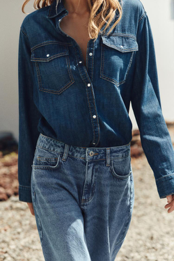 ZARA ДЖИНСОВАЯ РУБАШКА Z1975, СИНИЙ