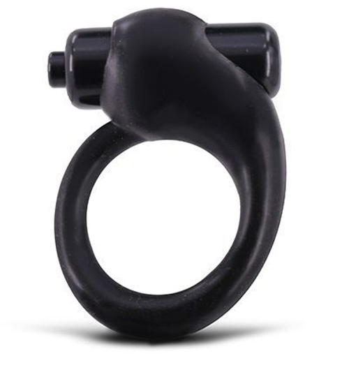 Чёрное эрекционное кольцо с вибрацией