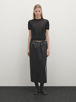 Massimo Dutti Свитер с короткими рукавами, черный