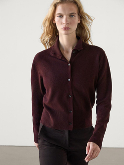 Massimo Dutti Кардиган из 100% шерсти с воротником-стойкой, бордо