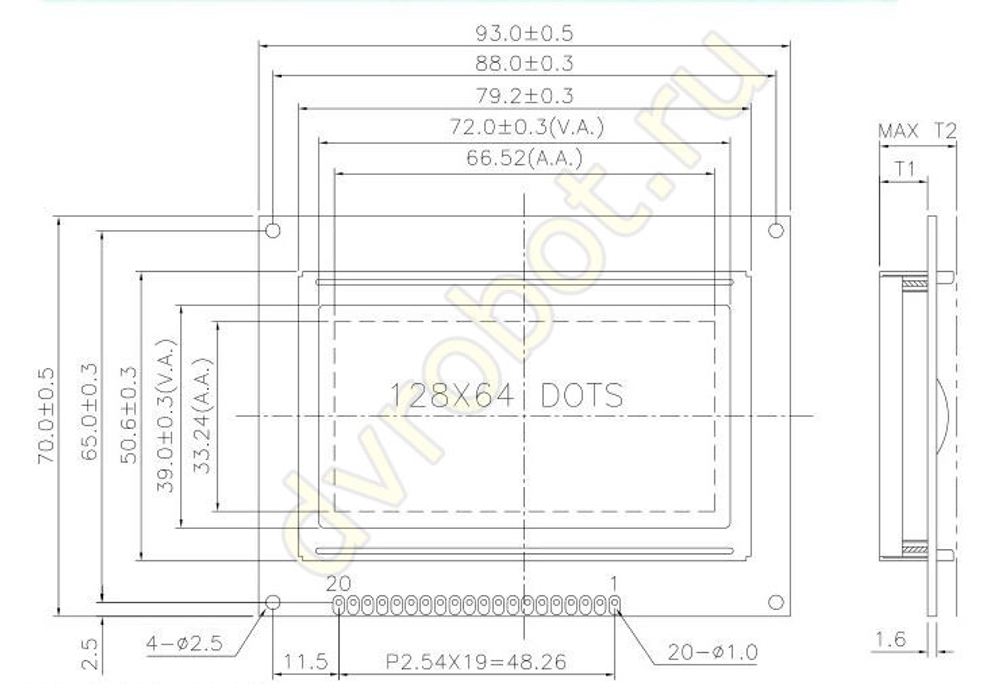 Экран матричный LCD12864 - синий