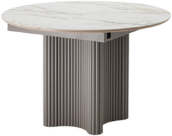 Стол АДАЖИО 115 КРУГЛЫЙ GILT WHITE, керамика / Латте каркас М-City