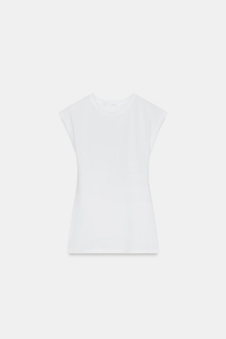 ZARA ХЛОПКОВАЯ ФУТБОЛКА, БЕЛЫЙ