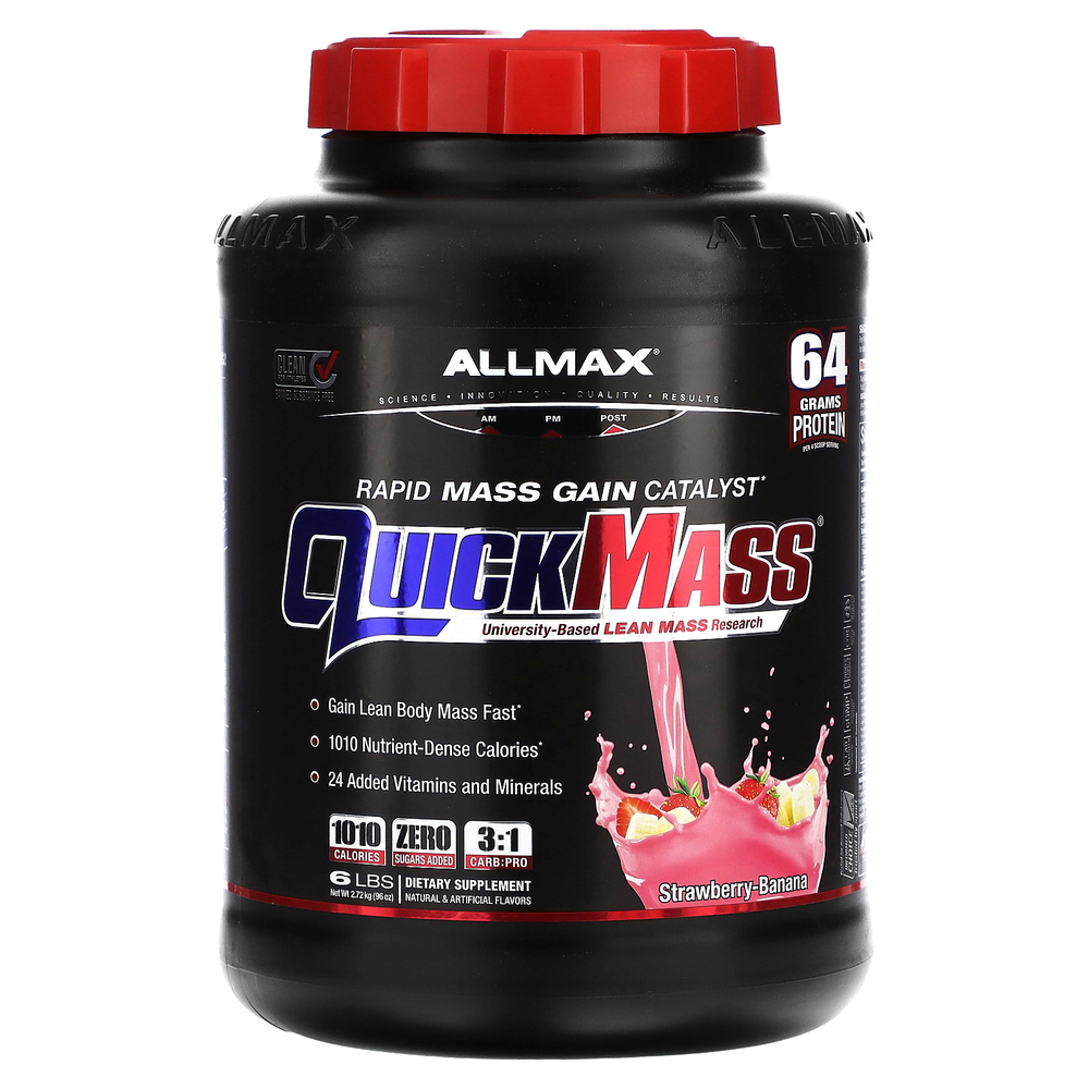 ALLMAX, Quick Mass, катализатор быстрого набора массы, клубника-банан, 2,72 кг (6 фунтов)