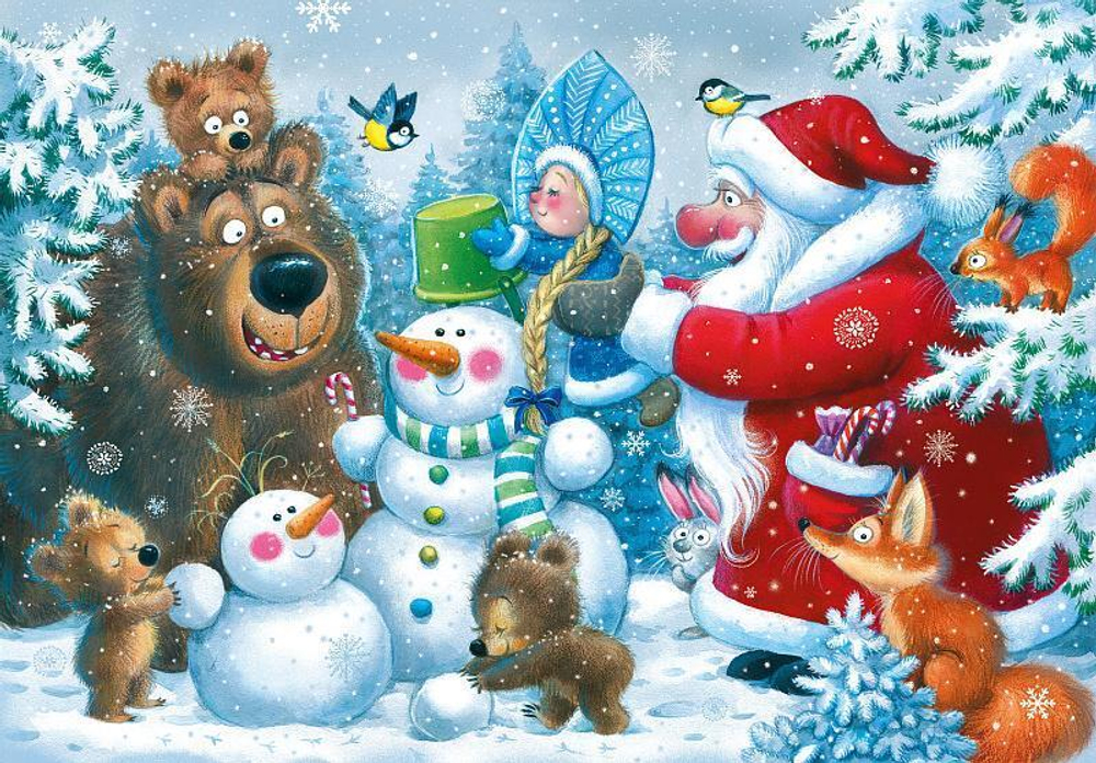 Макси-пазл 24эл. "Новогодняя полянка" (Степ пазл)