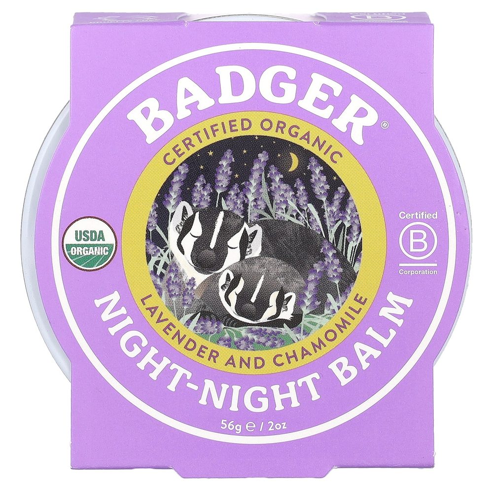 Badger, Organic, бальзам "ночь-ночь", лаванда и ромашка, 2 унции (56 г)