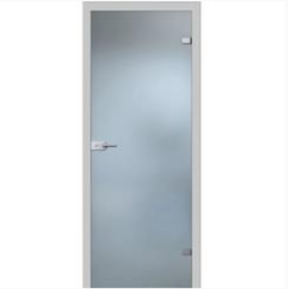 Межкомнатная стеклянная дверь АКМА Лайт стекло бесцветное матовое (780х2000 мм / полотно, телескопическая коробка и наличники / с завёрткой)