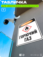 Табличка для обеспечения безопасности "Внимание горючий газ", для производства, предприятия, организаций, 40х30 см, Silver Plane x Айдентика Технолоджи