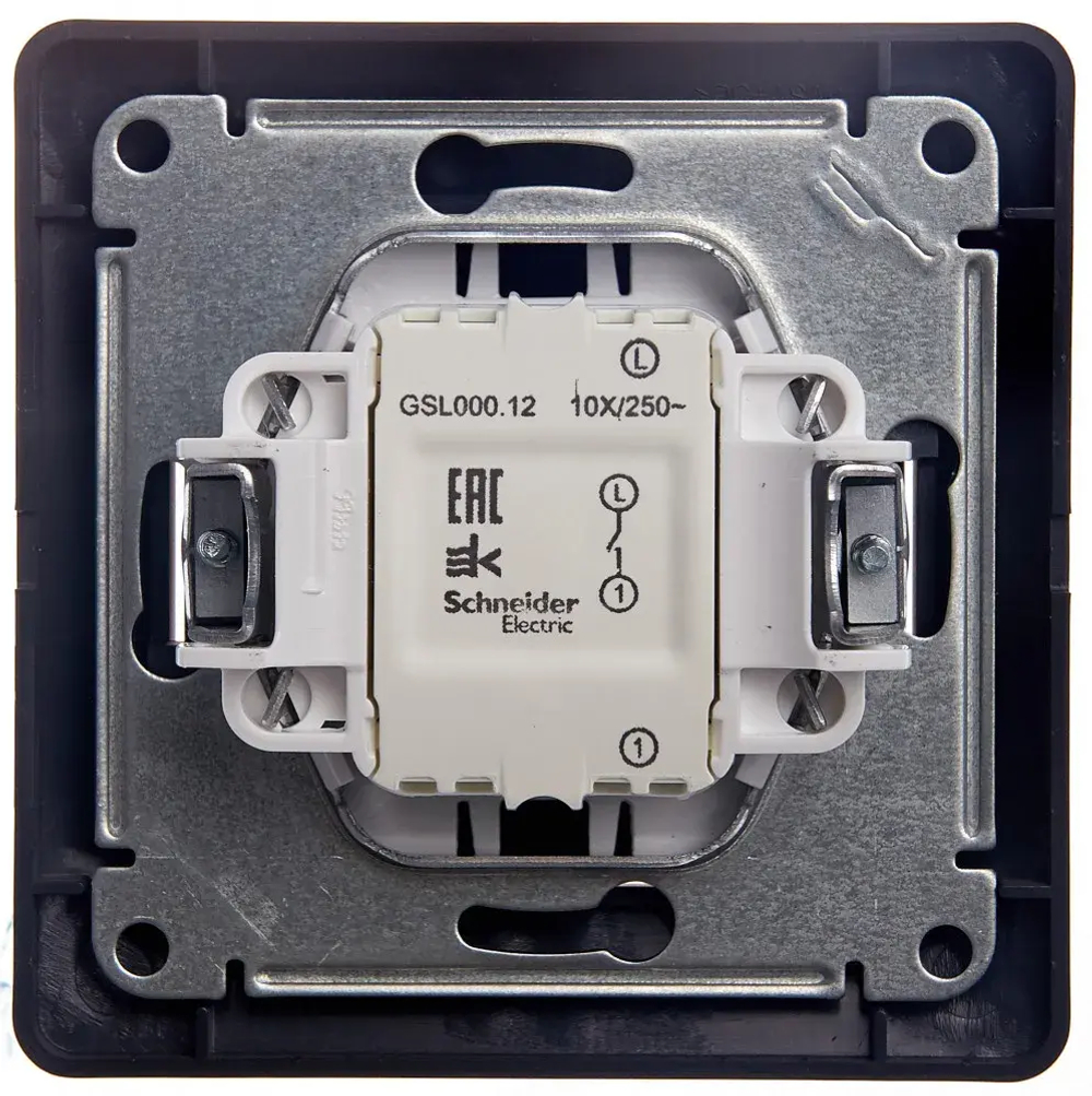 GLOSSA 1-клавишный ВЫКЛЮЧАТЕЛЬ, сх.1, 10AX, в сборе, ГРАФИТ