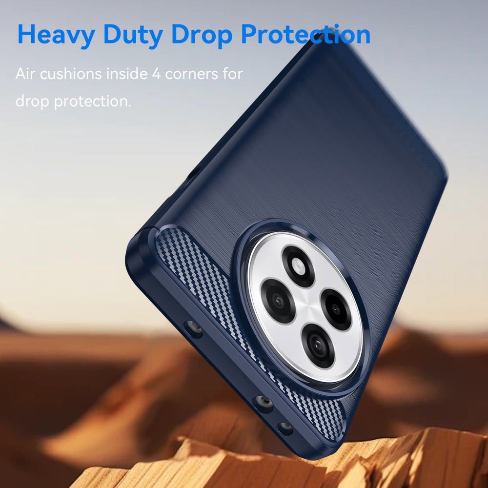 Мягкий защитный чехол синего цвета на OnePlus Ace 5, 5 Pro и 13R, серия Carbon (дизайн в стиле карбон) от Caseport