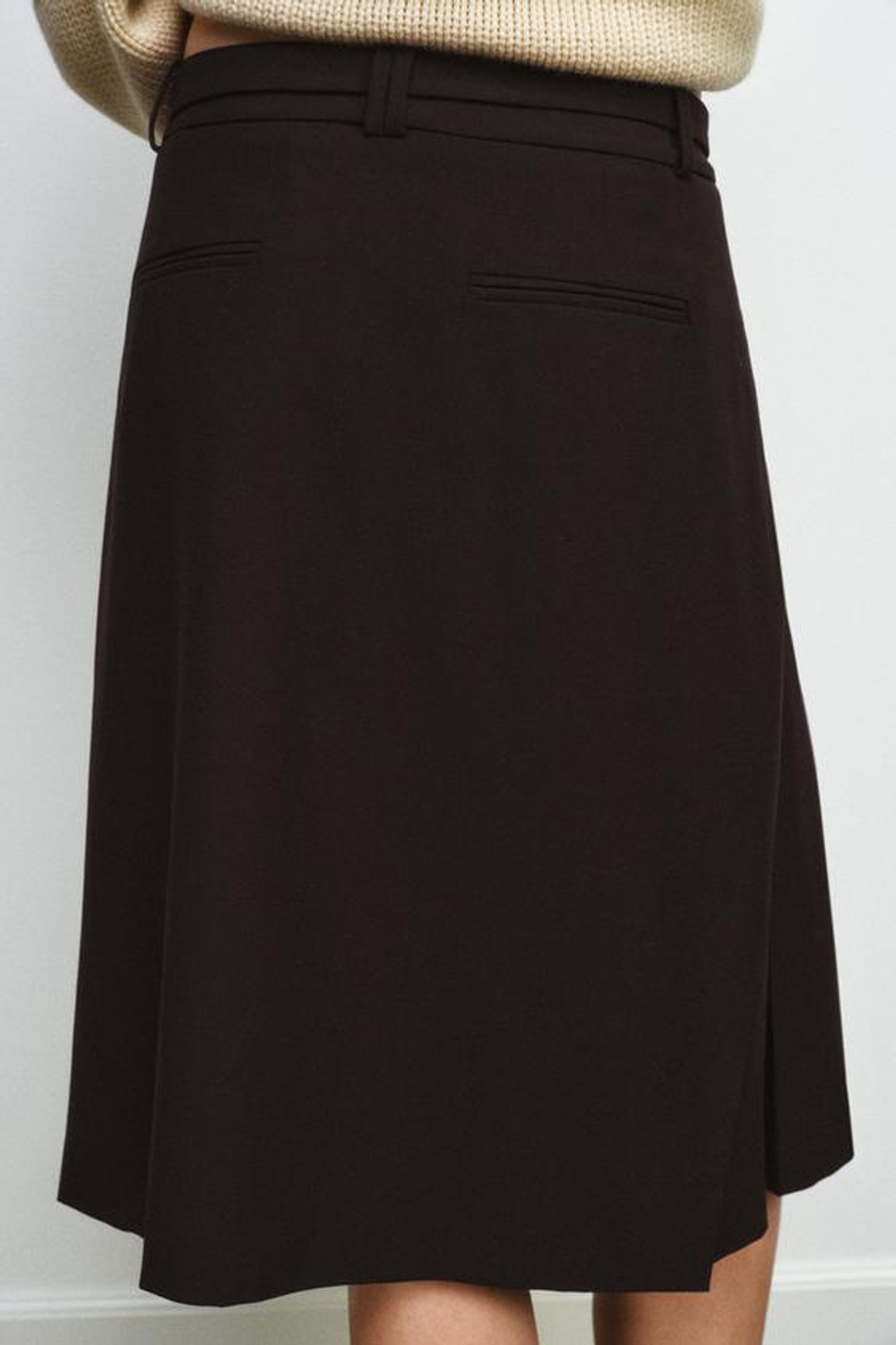 ZARA ЮБКА МИДИ В СКЛАДКУ — ZW COLLECTION, КОРИЧНЕВЫЙ