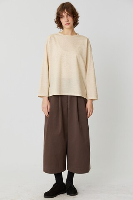 Топ с разрезами из льна бежевый меланж