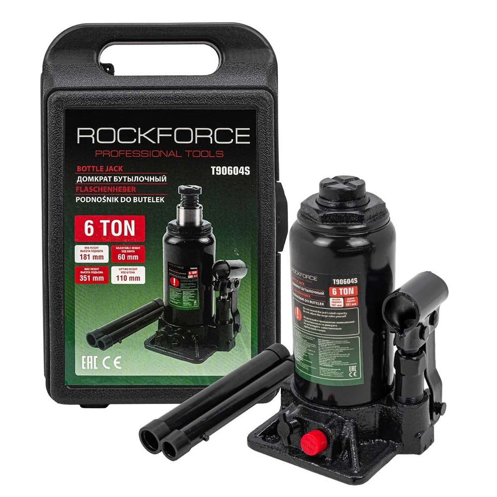Домкрат бутылочный 6т в кейсе RockForce RF-T90604-S