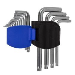 Набор ключей TORX Г-образных с отверстием,15пр.(Т6Н,T7H,T8H,T9H,Т10Н,Т15Н,Т20Н,Т25Н,Т27Н, Т30Н,Т40Н,Т45Н,Т50Н,Т55Н,Т60Н)в пластиковом держателе Forsage F-5151T