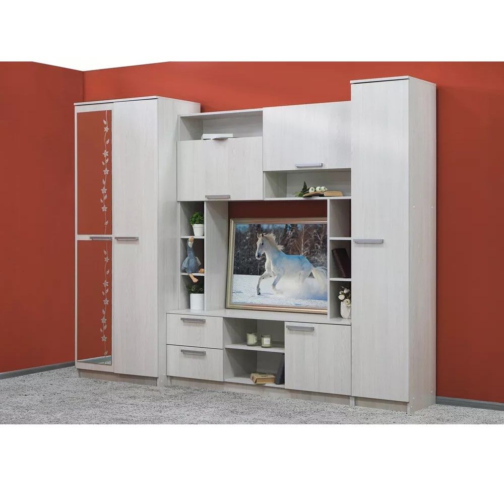 Стенка в гостиную Флора, ясень белый