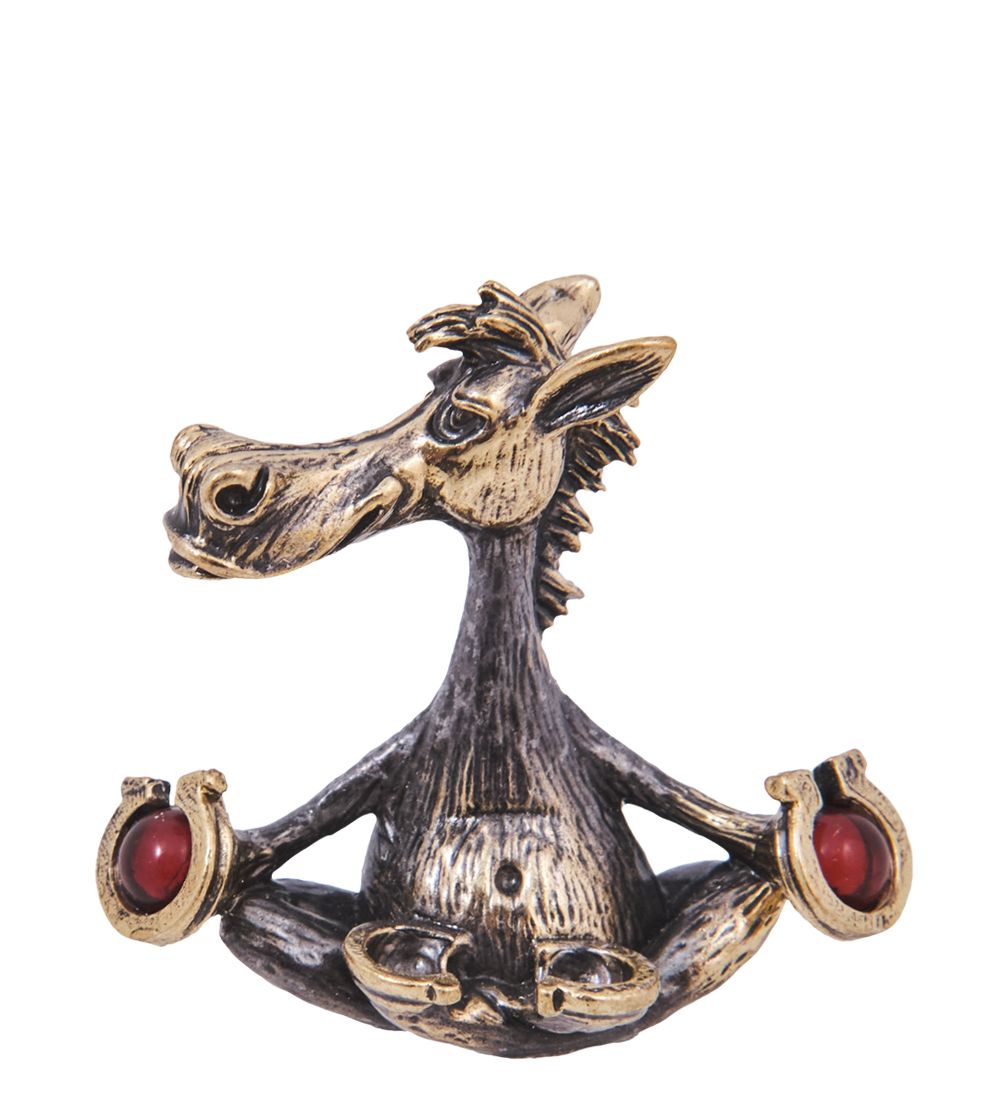 Народные промыслы AM-4187 Фигурка «Лошадь-Дзен» (латунь, янтарь)