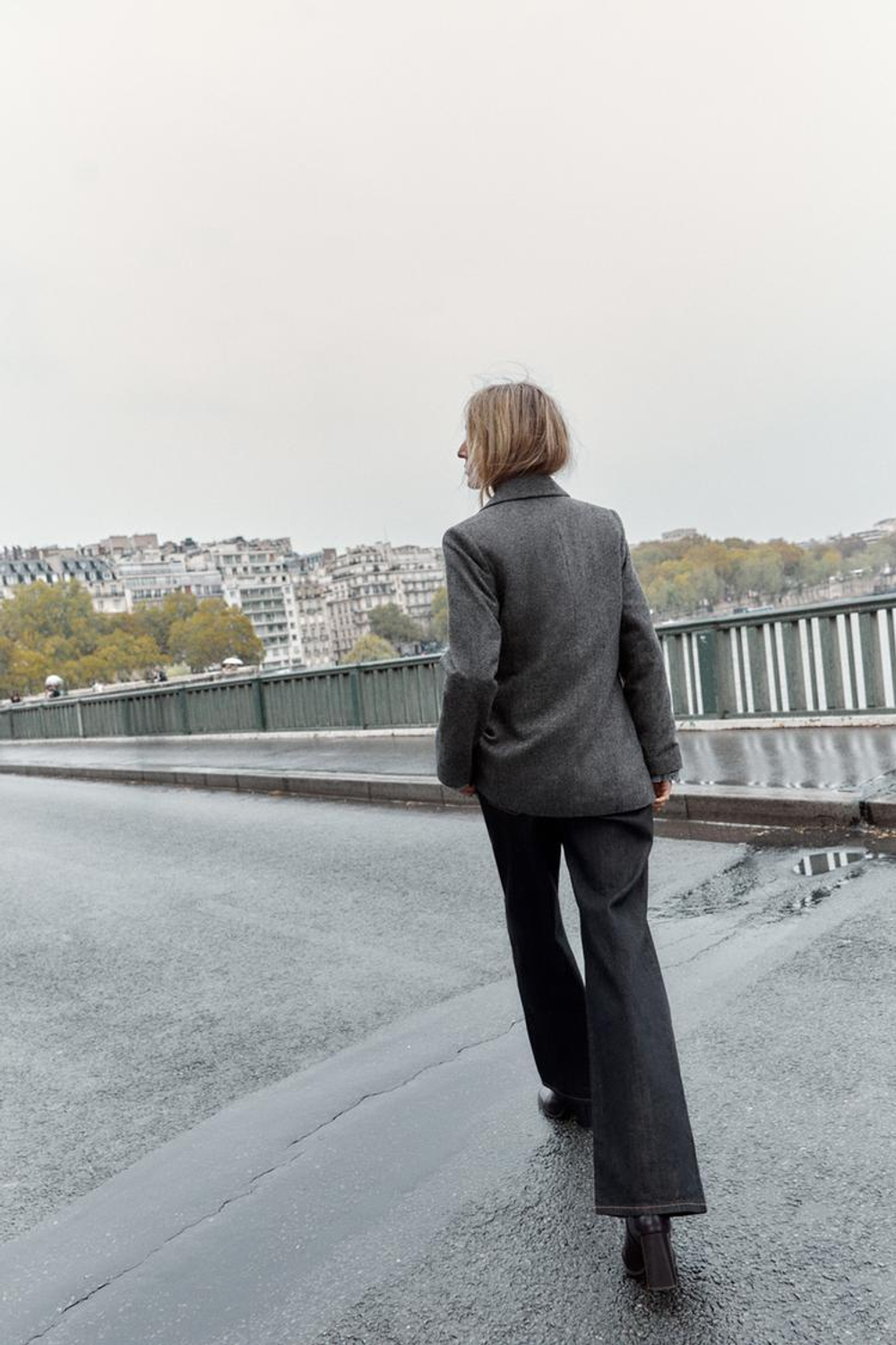 ZARA БЛЕЙЗЕР В ЁЛОЧКУ, СЕРЫЙ МЕЛАНЖ