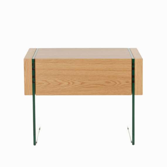 Прикроватная тумба Somerset 58x40 см, шпон дуба, стеклянные ножки