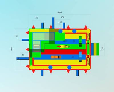 Коммерческий надувной батут "Русские сказки", 6x4x2.5 м.