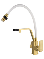 Смеситель для кухни с гибким изливом и подключением фильтра WONZON & WOGHAND, Брашированное золото (WW-88458013-BG(MW))