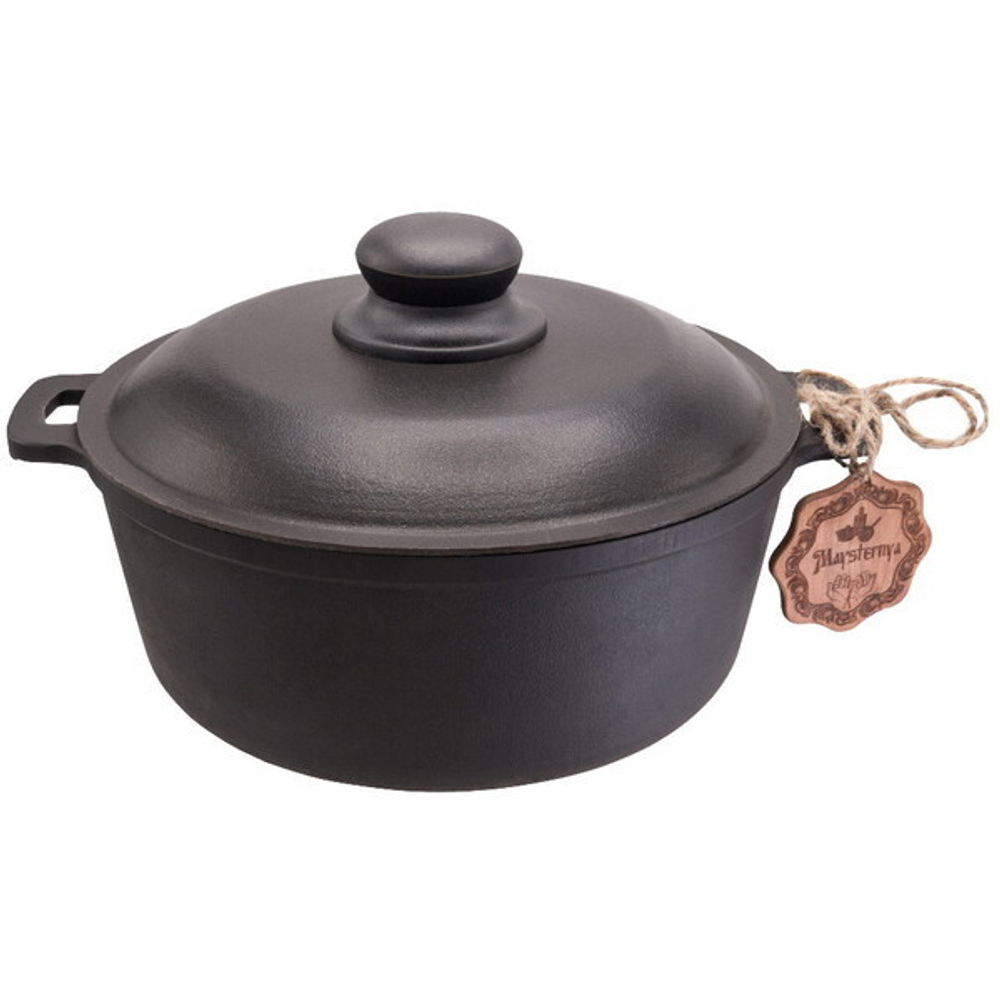 Кастрюля чугунная лита, 2л, с алюминиевой крышкой арт.Т401С2