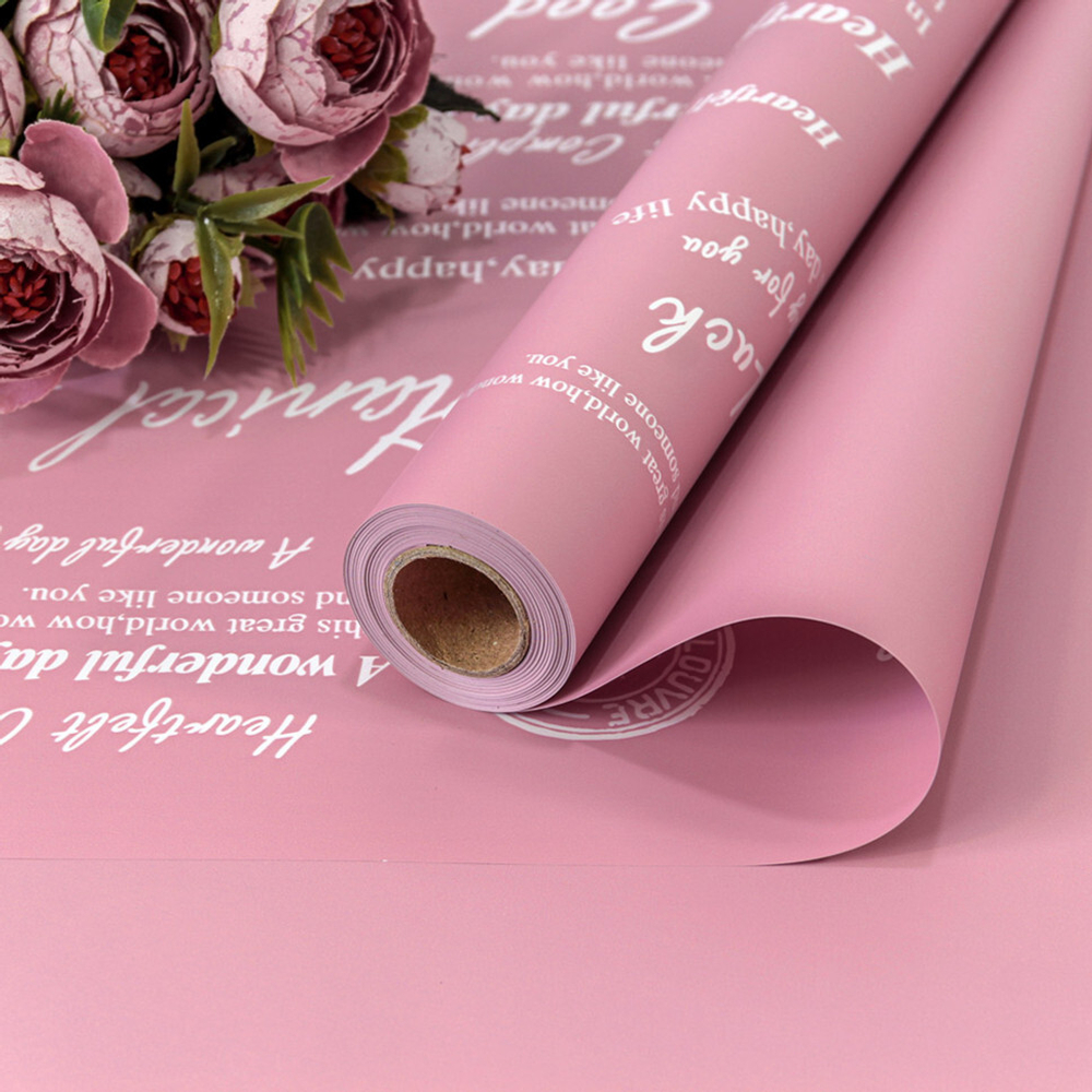 Пленка В рулоне 10 м х 58 см "Good Luck" с печатью (Пурпурный)