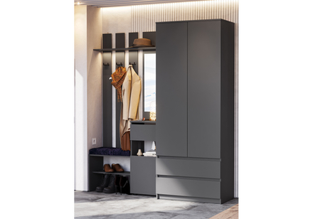 Шкаф Woodville Сибити двухстворчатый графит серый