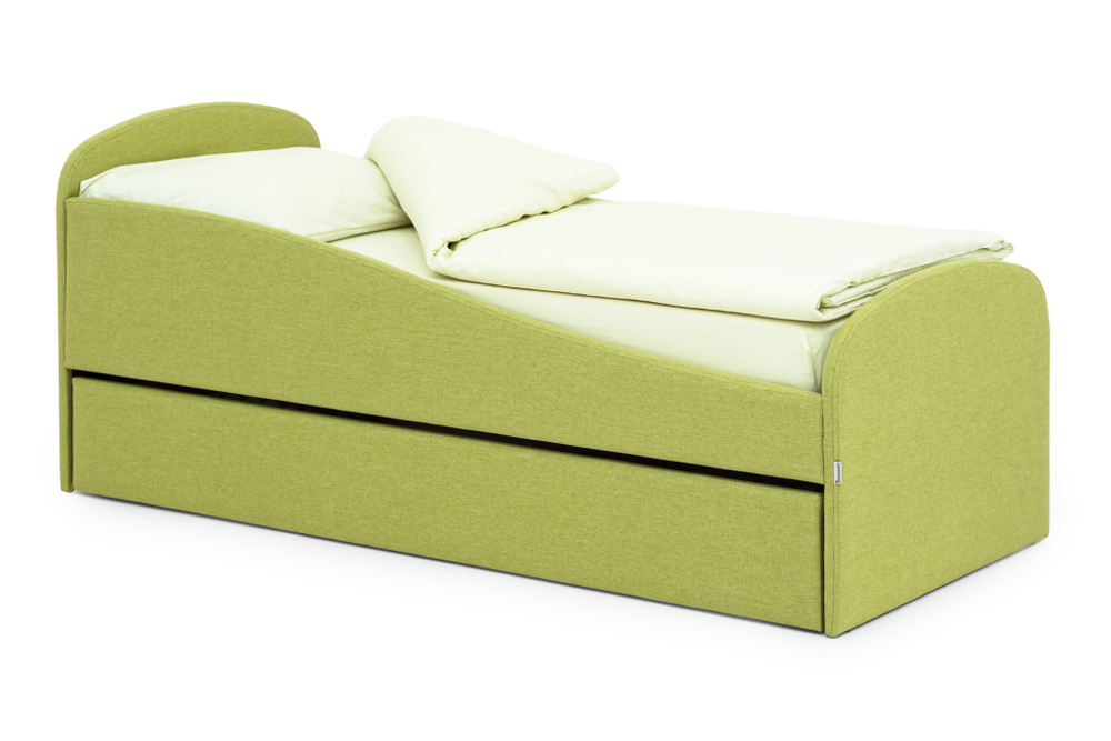 Детская мягкая кровать с ящиком Бельмарко Letmo авокадо рогожка