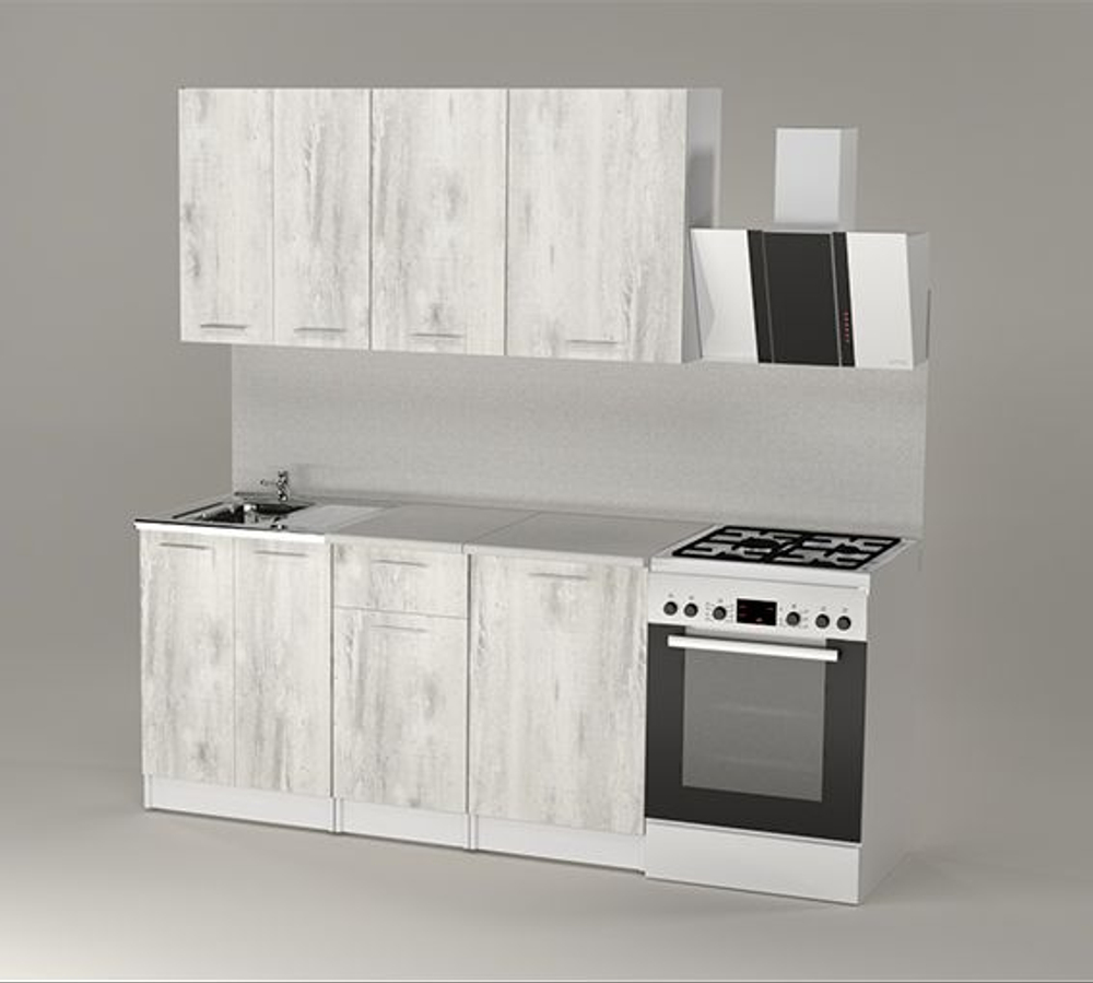 Кухонный гарнитур Алина нормал 1500 мм, каркас ЛДСП, фасад ЛДСП, Белый/Пайн белый