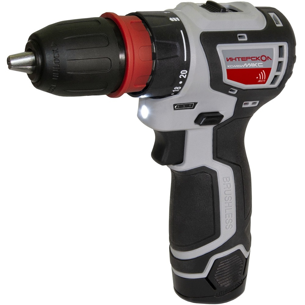 Дрель аккумуляторная Интерскол ДА-10/12В 36 КомбиМАКС (2 аккум. 12v 2Ah Li-Ion, кейс)   687.2.2.79