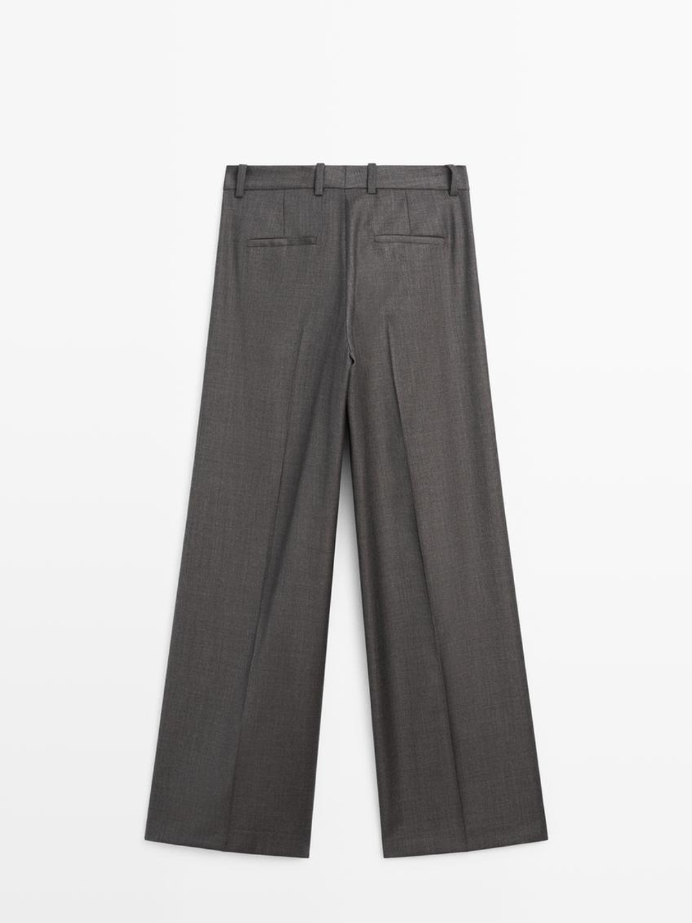 Massimo Dutti Широкие брюки из 100% шерсти, коричневый