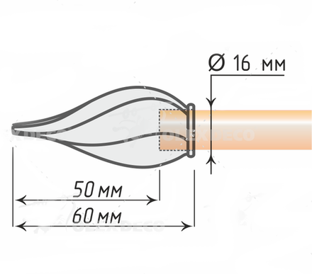 Наконечники кованых карнизов для штор d16 Твистер, цвет хром матовый