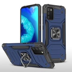 Противоударный чехол Strong Armour Case с кольцом для Samsung Galaxy A03s (Синий)