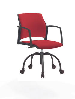 Кресло Rewind каркас черный, пластик черный, база паук краска черная, с закрытыми подлокотниками, сиденье и спинка красные