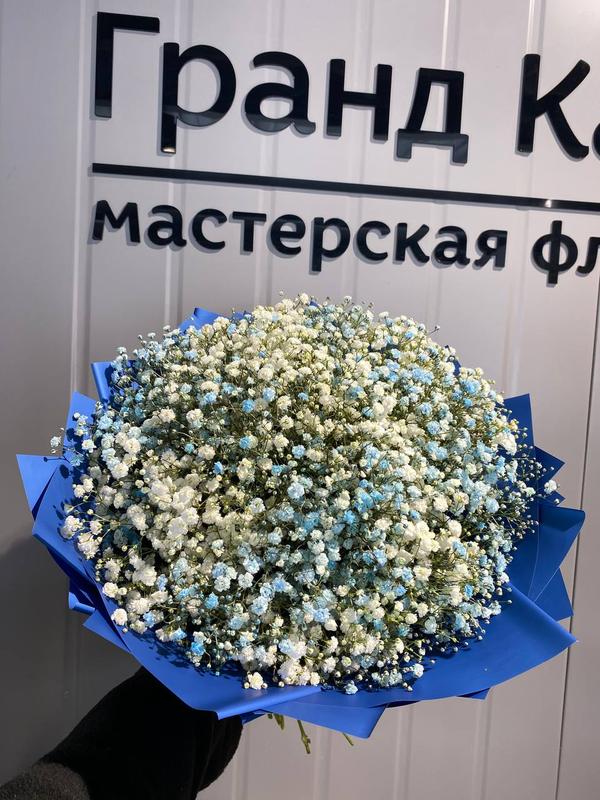 Букет из белой и голубой гипсофилы (10 шт)