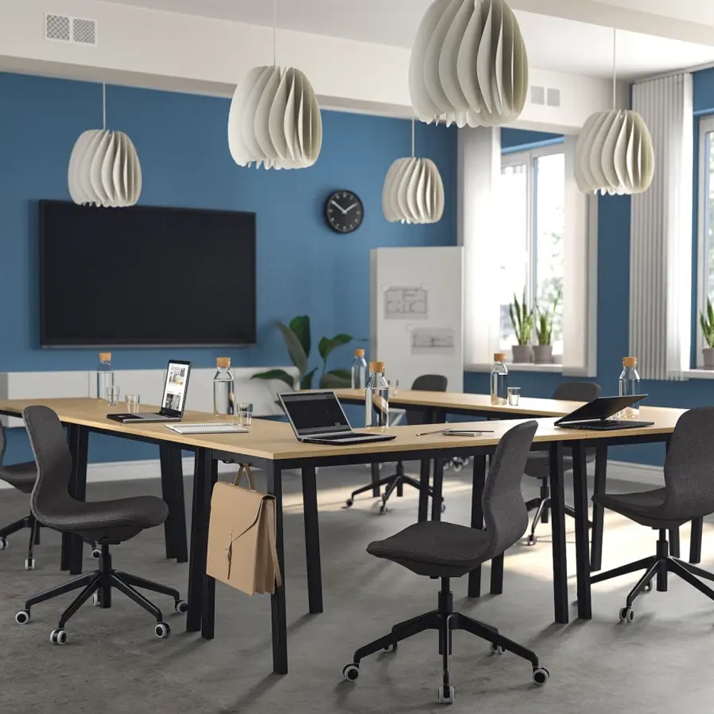 Стол для переговоров - MITTZON IKEA /ИКЕА МИТТЗОН , 68х140х75 см, коричневый/черный