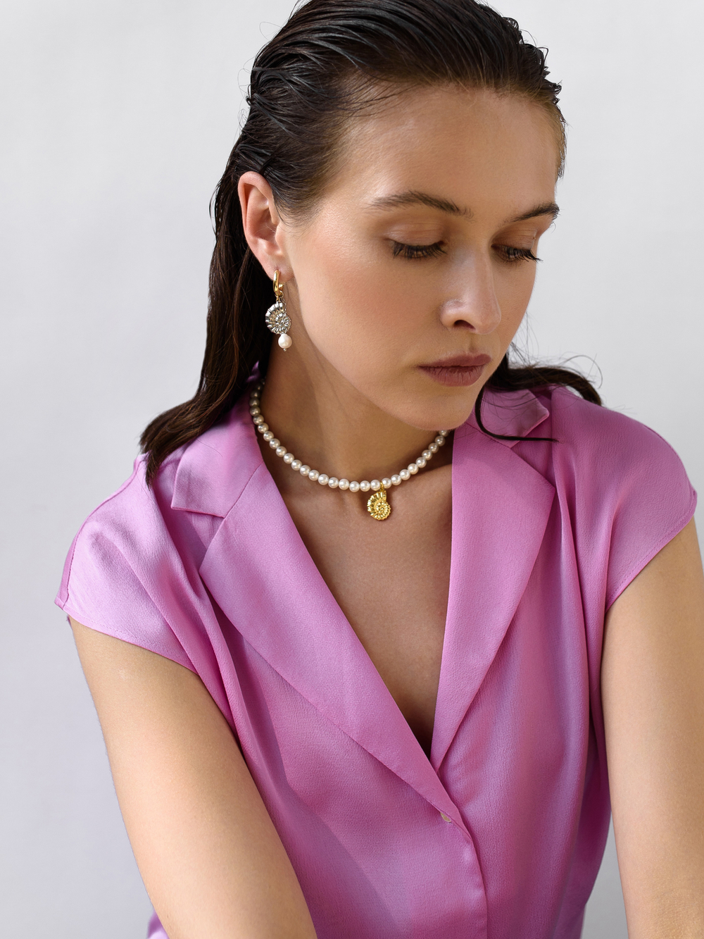 Чокер "Pearl Shell" с перламутром Gold